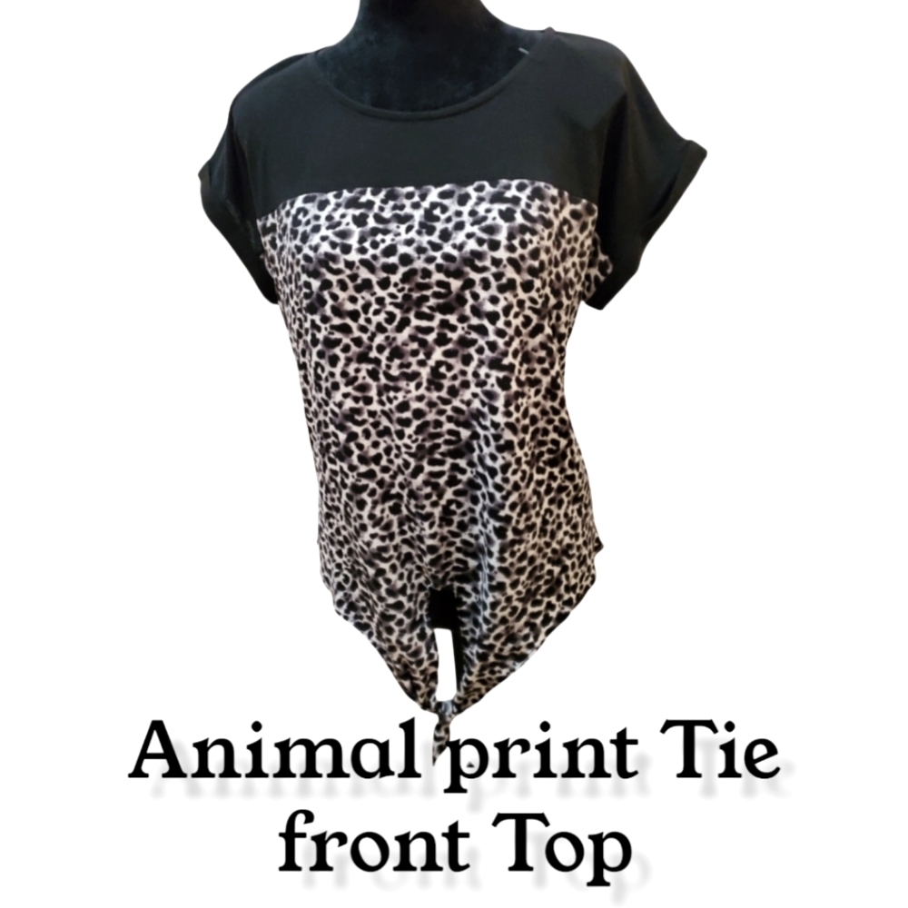 Animal Print tie-front top